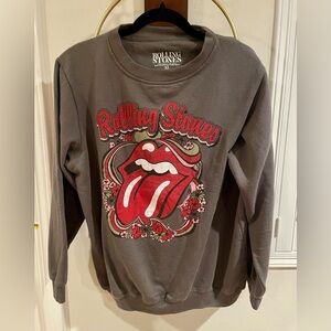the Rolling Stones Charcoal Gray Logo Crewneck Sweatshirt